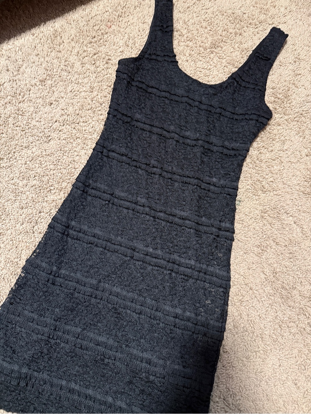 Vintage Forever 21 Classic Lace Black Textured Tank Dress